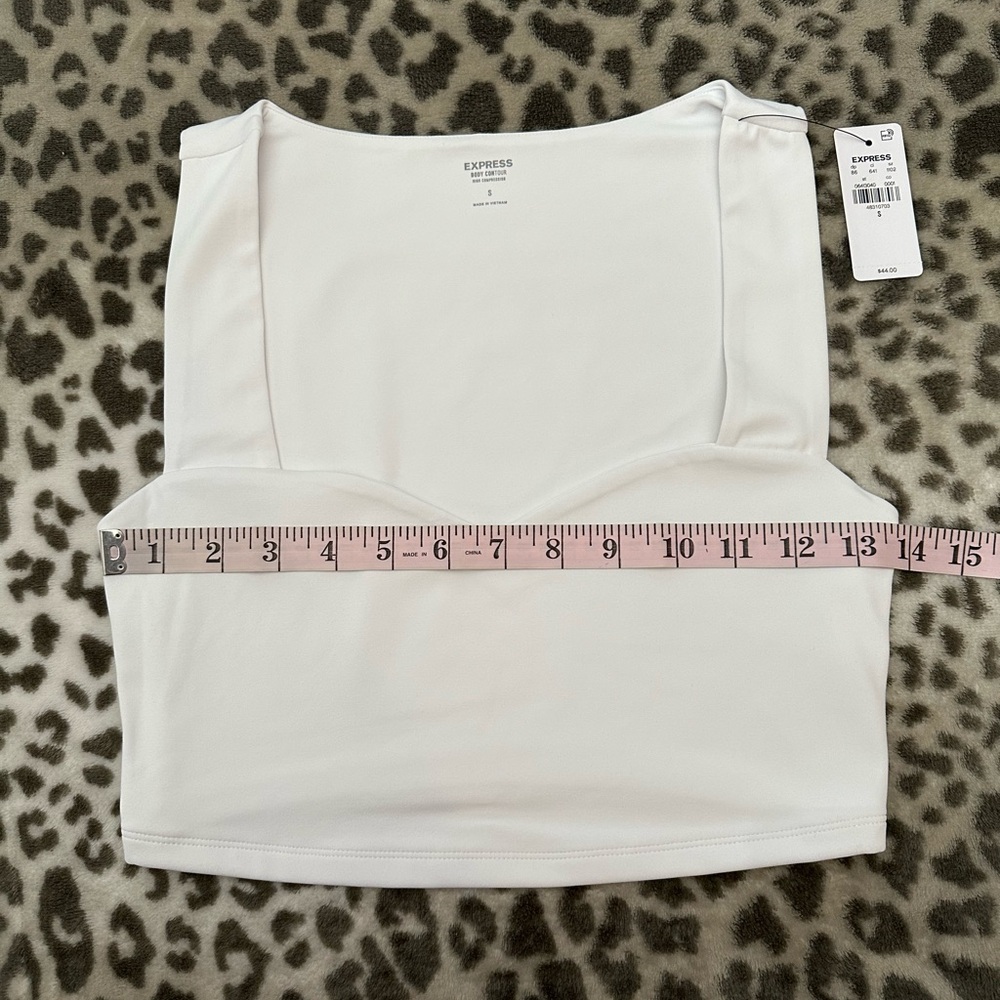 Express Body Contour High Compression Sweetheart Cropped Tank White Size Small - Picture 14 of 17